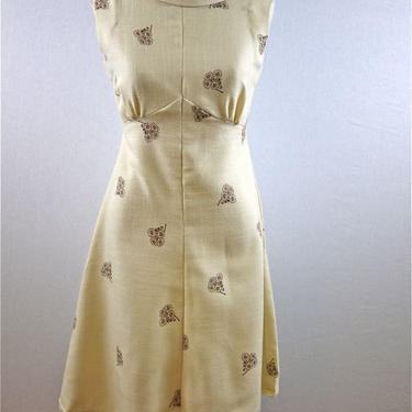 Cream and Brown Bouquet Cowl Neck Dress 