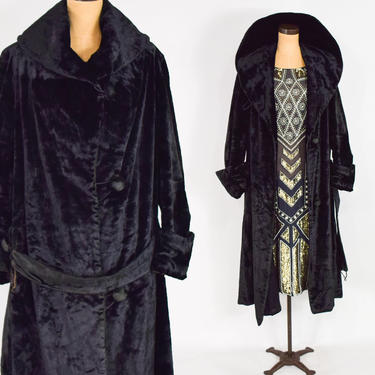 1900s Black Velvet Coat | Black Cotton Velvet Coat | Downton Abbey | Large 