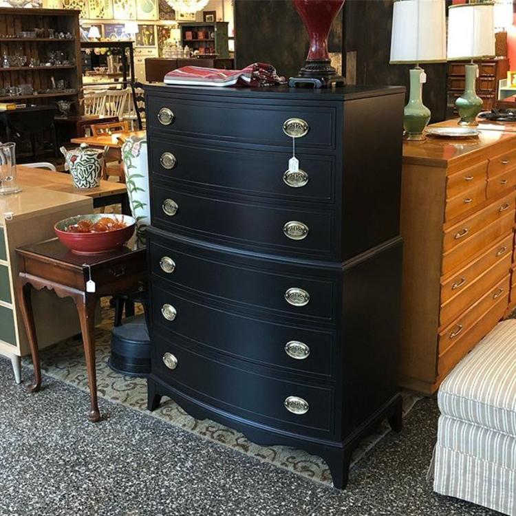                   Black painted chest of drawers