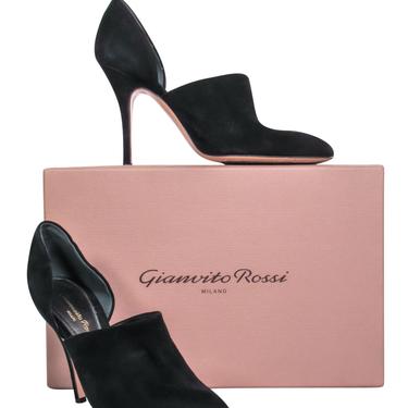 Gianvito Rossi - Black Suede Pointed Toe Cutout Heels Sz 8