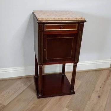 19th Century French Louis XVI Style Mahogany Bedside Cabinet Nightstand Table, Stamped Vachette Frères 