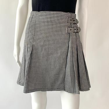 Houndstooth Express Pleated Mini Skirt