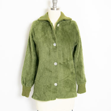 1960s Fuzzy Knit Sweater Green Small 