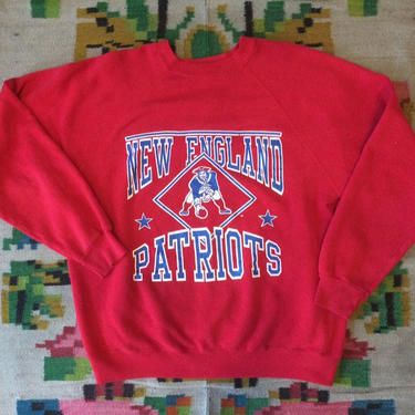 1980s Vintage New England Patriots Sweatshirt - Red &amp; Blue - Men's Small - Women's M/L by HighEnergyVintage