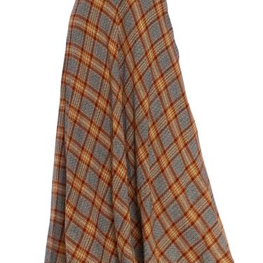 1970S Earth Tones Pleated Wool Blend Full Maxi Skirt 