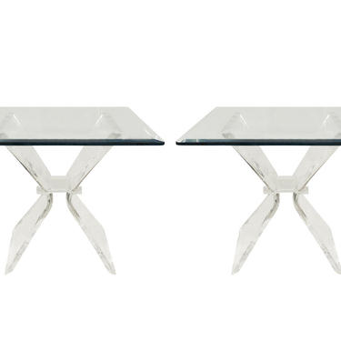 Pair of Lucite and Glass Sculptural End Tables 1970s