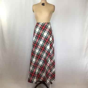 Vintage 70s skirt | Vintage plaid cotton long skirt | 1970s Jonathan Logan tartan maxi skirt 
