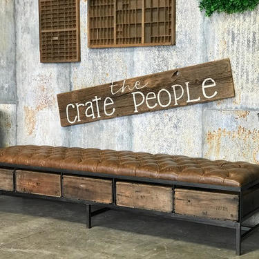 The Grande Distressed Leather Tufted Bench - Custom Made Furniture 