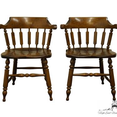 Set of 2 HEYWOOD WAKEFIELD Solid Hard Rock Maple Pub Style Dining Arm Chairs 413/15 - Ginger Finish 
