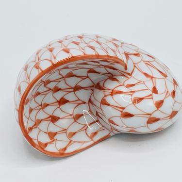 Vintage Andrea by Sadek Ceramic Fishnet Figurine Sea Shell Orange 