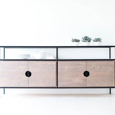 NEW Hand Built Mid Century Inspired Buffet / Credenza.  3 Drawer and Custom Options with Iron Base 