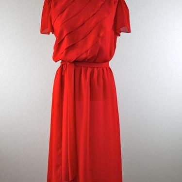 Siren Red Sheer Ruffle Dress 