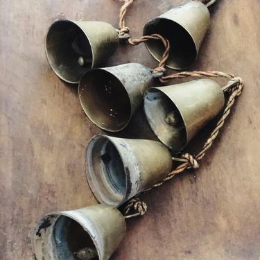 Vintage Farmhouse Aged Brass Christmas Bells 