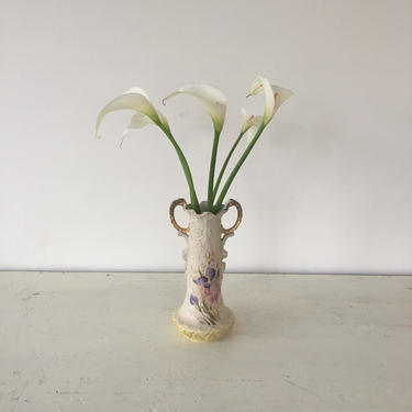 Vintage French ceramic gold leaf vase 