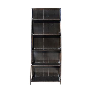 Distressed Black 5 Shelves Triangle Ladder Shape Bookcase Display Cabinet cs5398E 