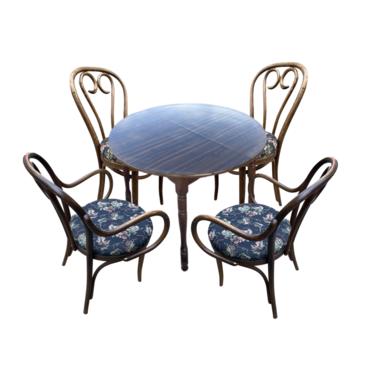 Antique Style Small Round Dining Table with Unique Veneer Top 36” (Thonet Chairs Sold Separately)