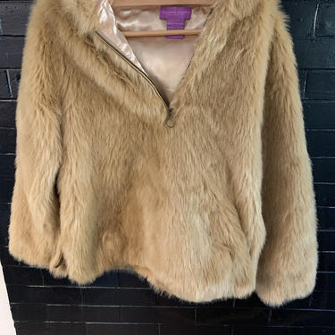 Vintage Teddy Bear Pullover Faux Fur Jacket 