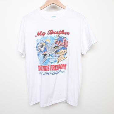 vintage AIR FORCE white and blue size medium &quot;My Brother&quot; 1990s men's t-shirt -- size medium 