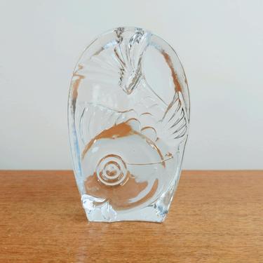 Clear Glass Block Fish Candleholder | Figural Fish | Taper Candle | Heavy Solid Glass 