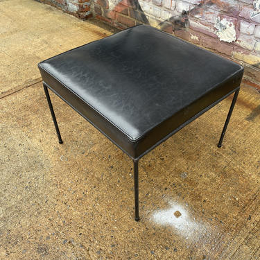 Mid century paul Mccobb stool 20&amp;quot; x 20&amp;quot; vintage condition beautiful black vinyl upholstery bench stool 