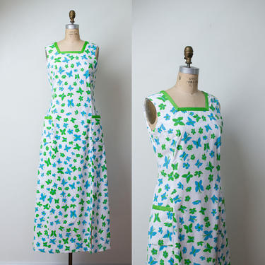 1970s Vested Gentress Butterfly Print Dress / 70s Maxi Dress 