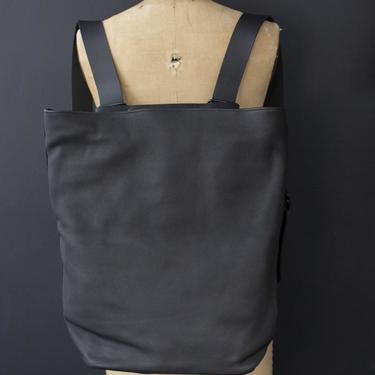 Black Leather Tesris Backpack