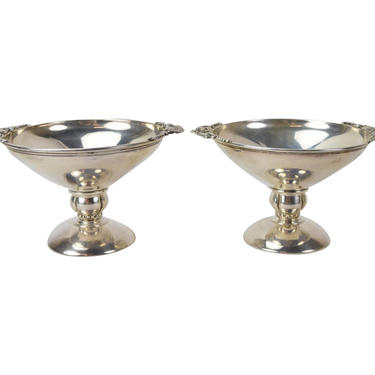 Pair Mid-Century Danish Style Compotes Candy Bowl Heavy Gauge Sterling Silver 
