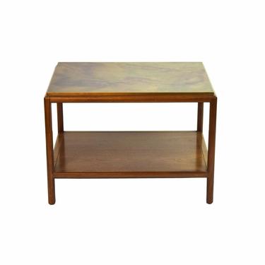 Vintage Mid Century Modern Patinated Brass Clad Walnut End Side Table 