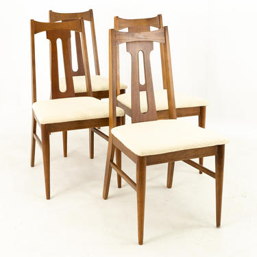 Bassett Mid Century Walnut Dining Chairs - Set of 4 - mcm 