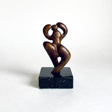 Small Modernist Absract Bronze Sculpture Dancing Figure Signed Numbered 1982 Vtg 