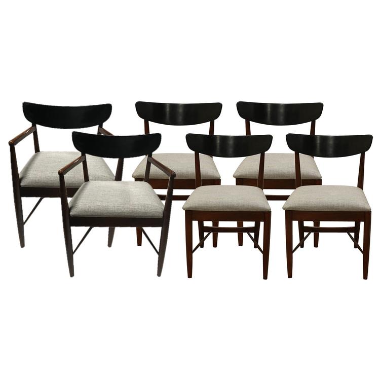 Mid Century Modern Walnut Dania American of Martinsville Dining Chairs 