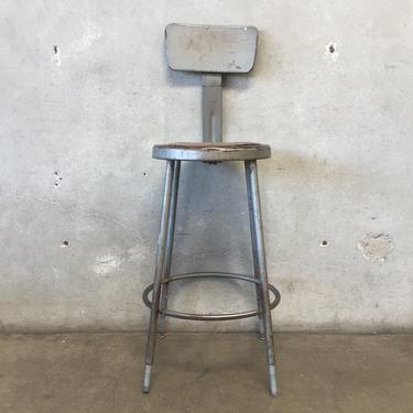 Vintage Industrial Stool with Backrest