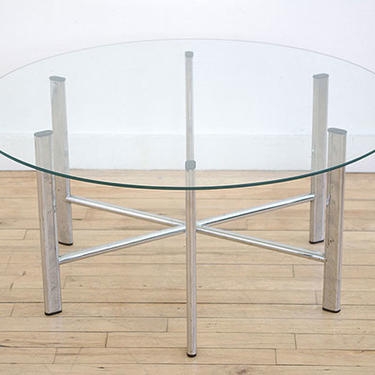 1960’s Round Coffee Table Glass and Metal