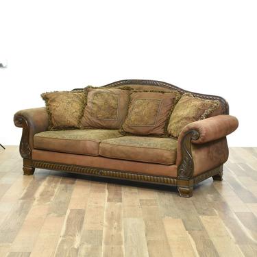 Contemporary Carved Empire Style Overstuffed Sofa