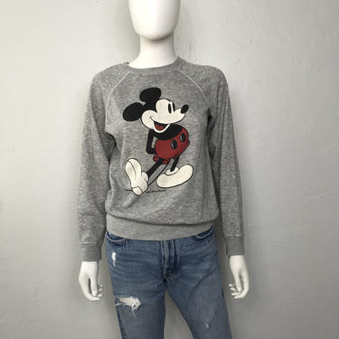 Vtg 80s Mickey Mouse Disney grey sweatshirt t shirt SM 