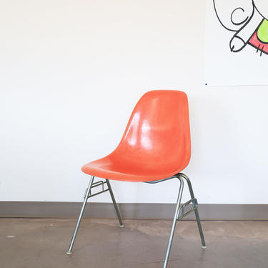 Vintage Orange, Herman Miller Eames Shell Chair with Stacking Base 