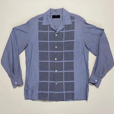 Vintage 1950s Shirt 50s Rockabilly Elvis Looped Collar Cotton 