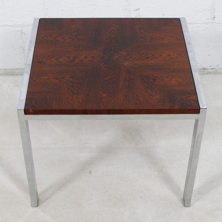 Rosewood & Chrome Low Compact Side Accent Table