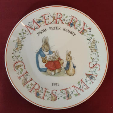 Vintage Beatrix Potter Nursery Ware 1991 Peter Rabbit Christmas Plate By Wedgwood 