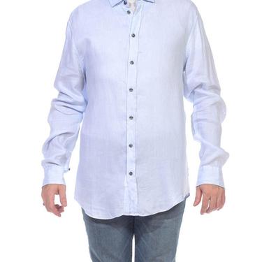 1990S Giorgio Armani Light Blue Cotton Mens Ls Shirt 