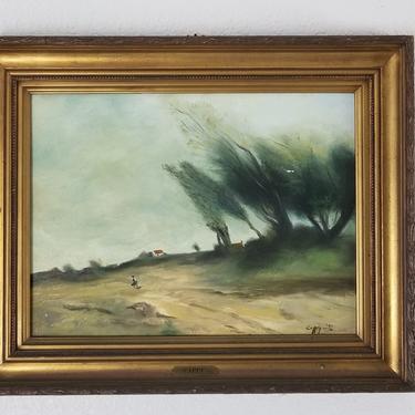 1972 Catherine Cappy Figural Landscape Abstract Painting . 