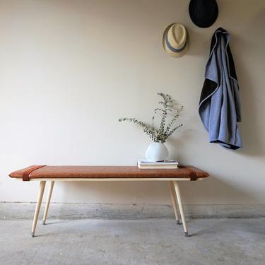 Leather + Wood Bench