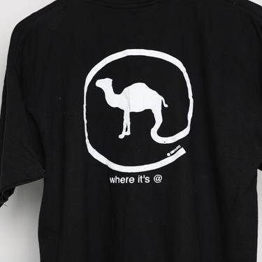 vintage 1990s CAMEL logo BLACK &amp; white &amp;quot;where it's @&amp;quot; 1997 t-shirt -- men's size large 