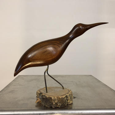 Mid-Century Modern Walnut Bird Sculpture 