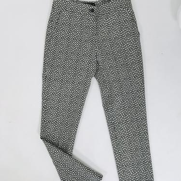 Etro Black &amp; White Diamonds &amp; Squares Print Wool Trousers 38