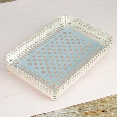 Antique Silverplate Pierced &quot;Comfort's&quot; Gallery Tray