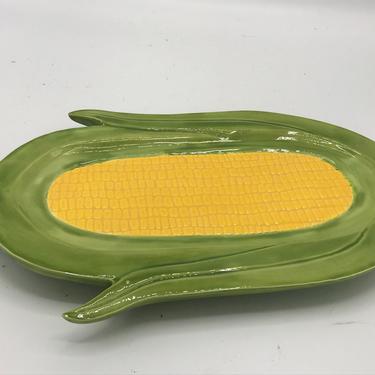 Vintage Corn on the Cob Serving Tray Pottery Serving Platter Corn Cob  shaped 