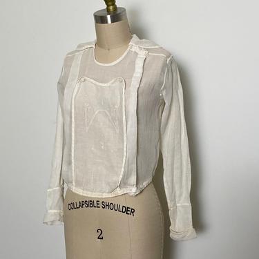 Antique Cotton Blouse 1910s Sheer White 