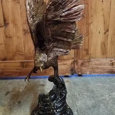 Eagle Lost Wax Bronze Sculpture Statue by Jules Moigniez on Marble Base