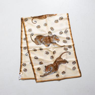 Vintage Silk Scarf Burmel DEADSTOCK Tiger Animal Print Japan 1970s 